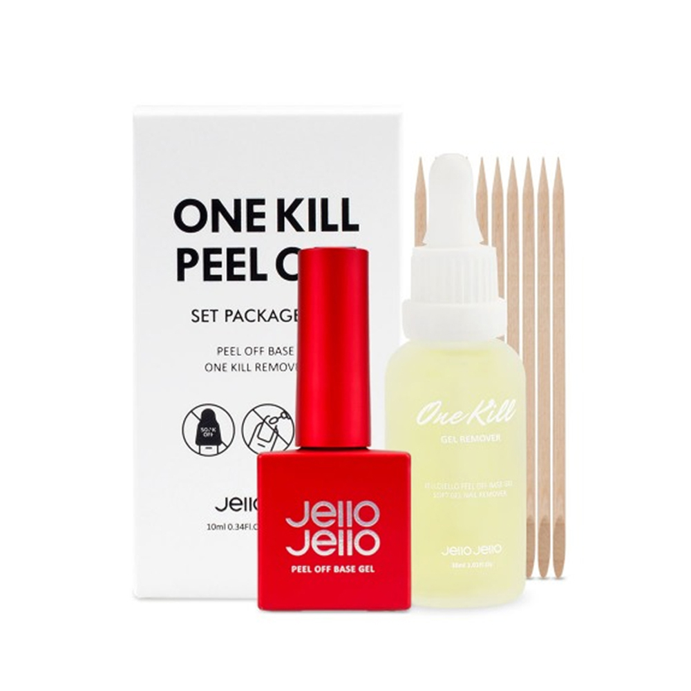 [Jello Jello] Easy Soak Off One Kill Remove & Peel Off Base Gel Set, Repair Gel, Glossy Top Gel, Fixer base Gel, Real Matt Top Gel Conjunto De Gel De Remoção E Descascamento Fácil De Molhar , Reparo Topo Brilhante base Fixadora Real Mate