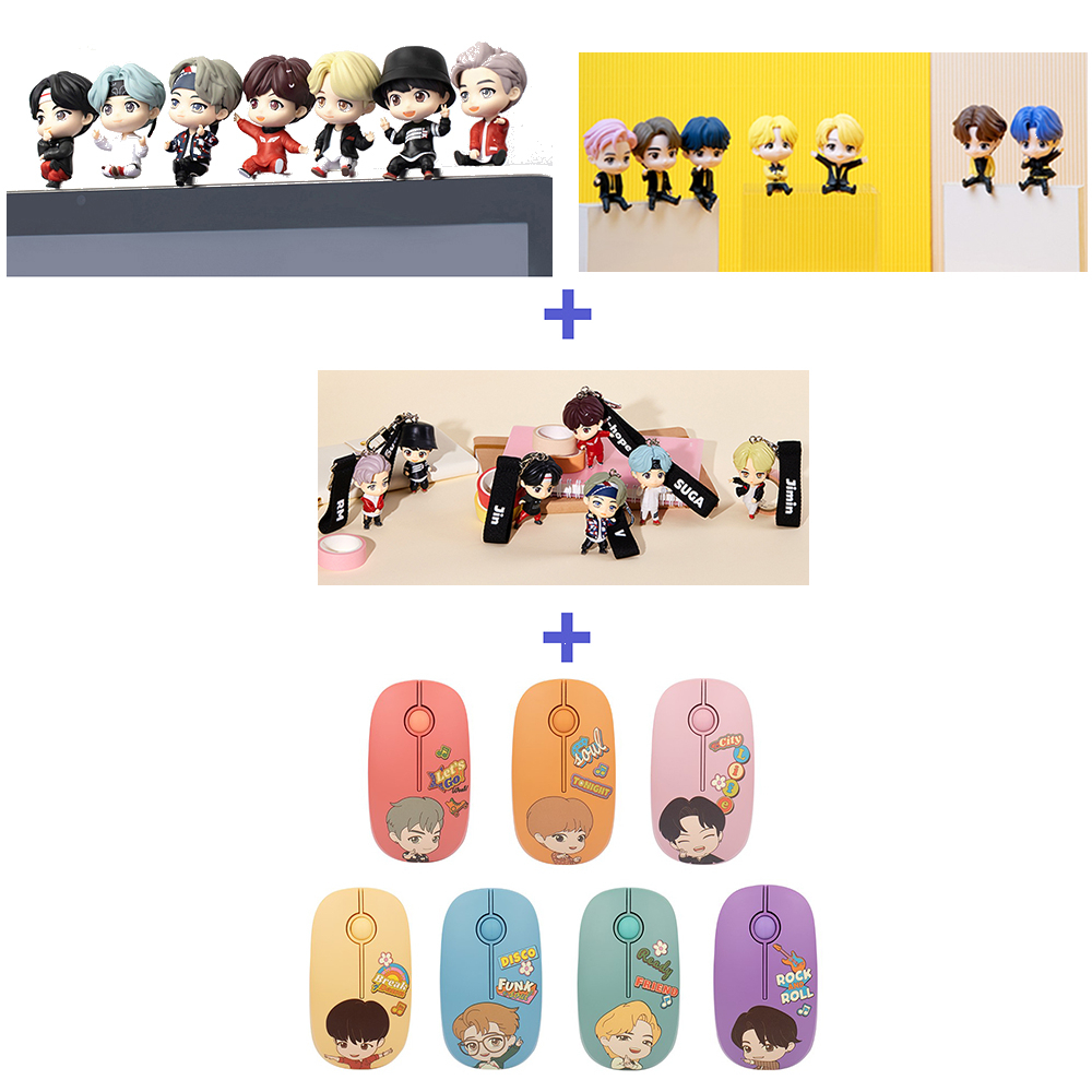 [BTS (Bangtan boys) 2 Monitor Figura " Magic Door + Butter " + 1 Chaveiro Mouse