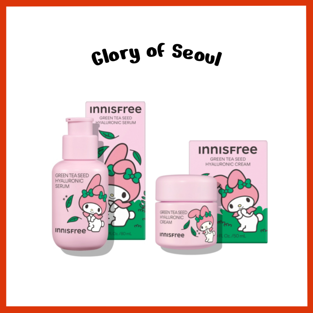 INNISFREE [My Melody Edition] Soro Hialurônico De Sementes De Chá Verde /Creme 50ml, 80ml em Oferta na Shopee