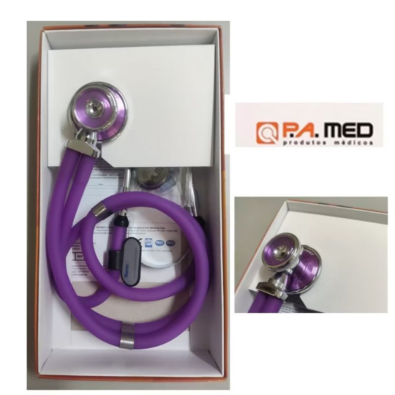Estetoscópio Bic P.A.Med Lilás Rappaport Original com Película e Olivas de Reserva