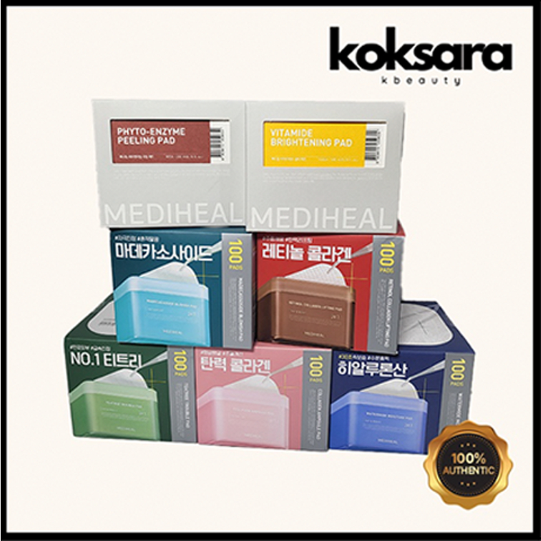 mediheal toner pad original & refill(PDRN,retinol,collagen,phyto-enzyme,vitamide,madecassoside,watermide,teatree)