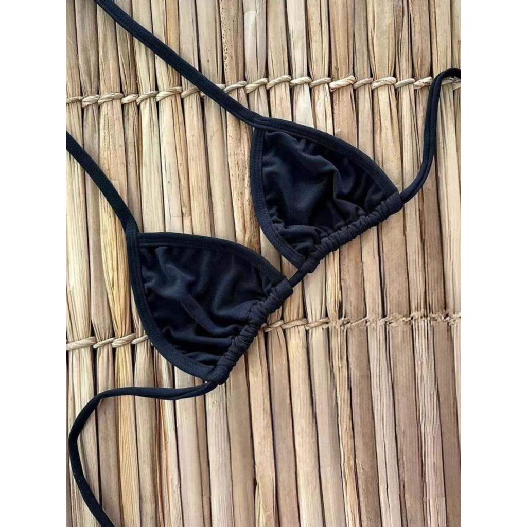 Biquini feminino parte de cima cortininha sem bojo forrado top biquíni avulso em Oferta na Shopee