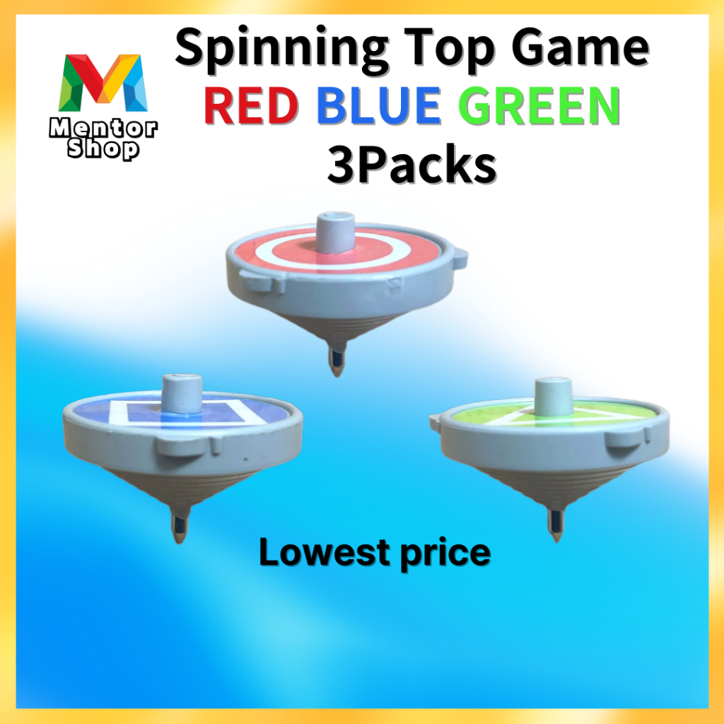 [Mentor Shop] Conjunto De Topo Giratório De 3 Cores De Melhor Valor ! Vermelho Azul Verde Corda – Menor Preço Garantido
