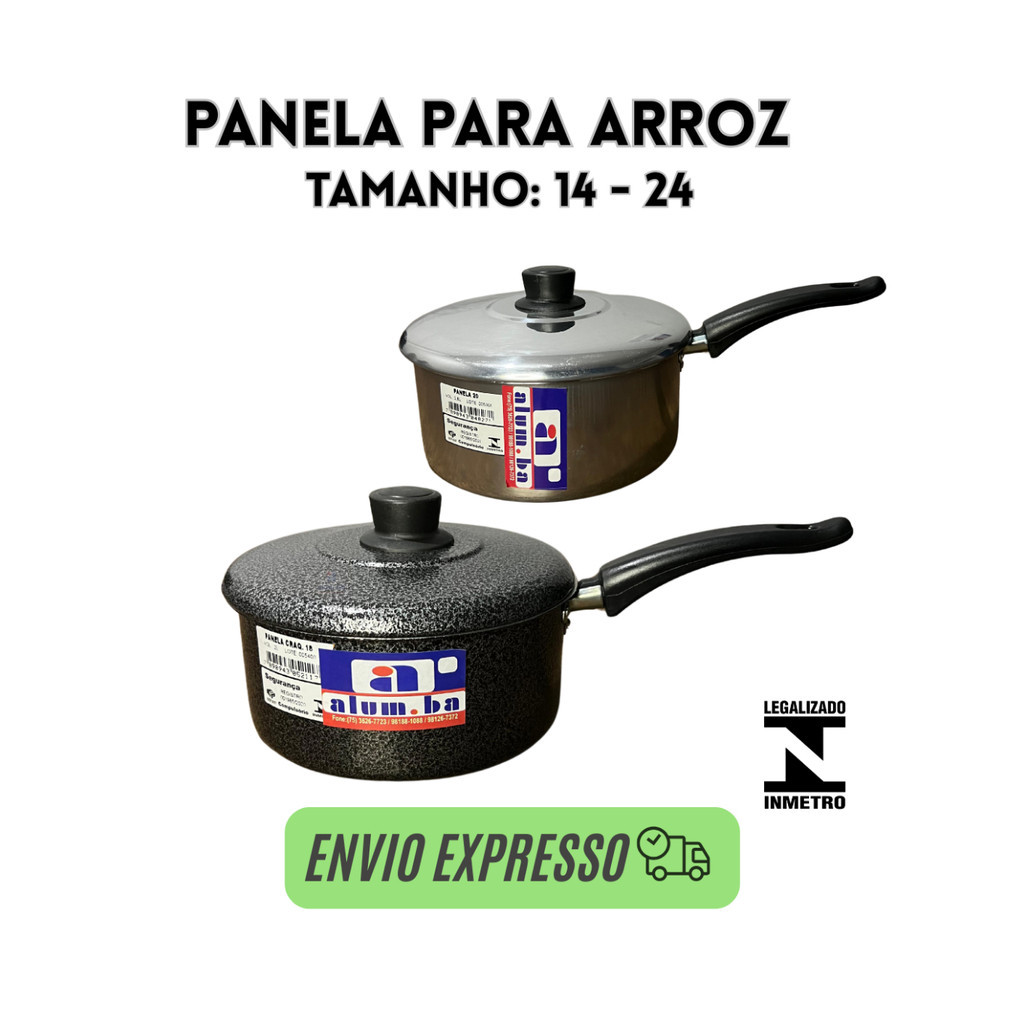 panela de arroz pequena grande e media avulsas 24cm 22, 20, 18, 16, 14 preta e aluminio- caçarola