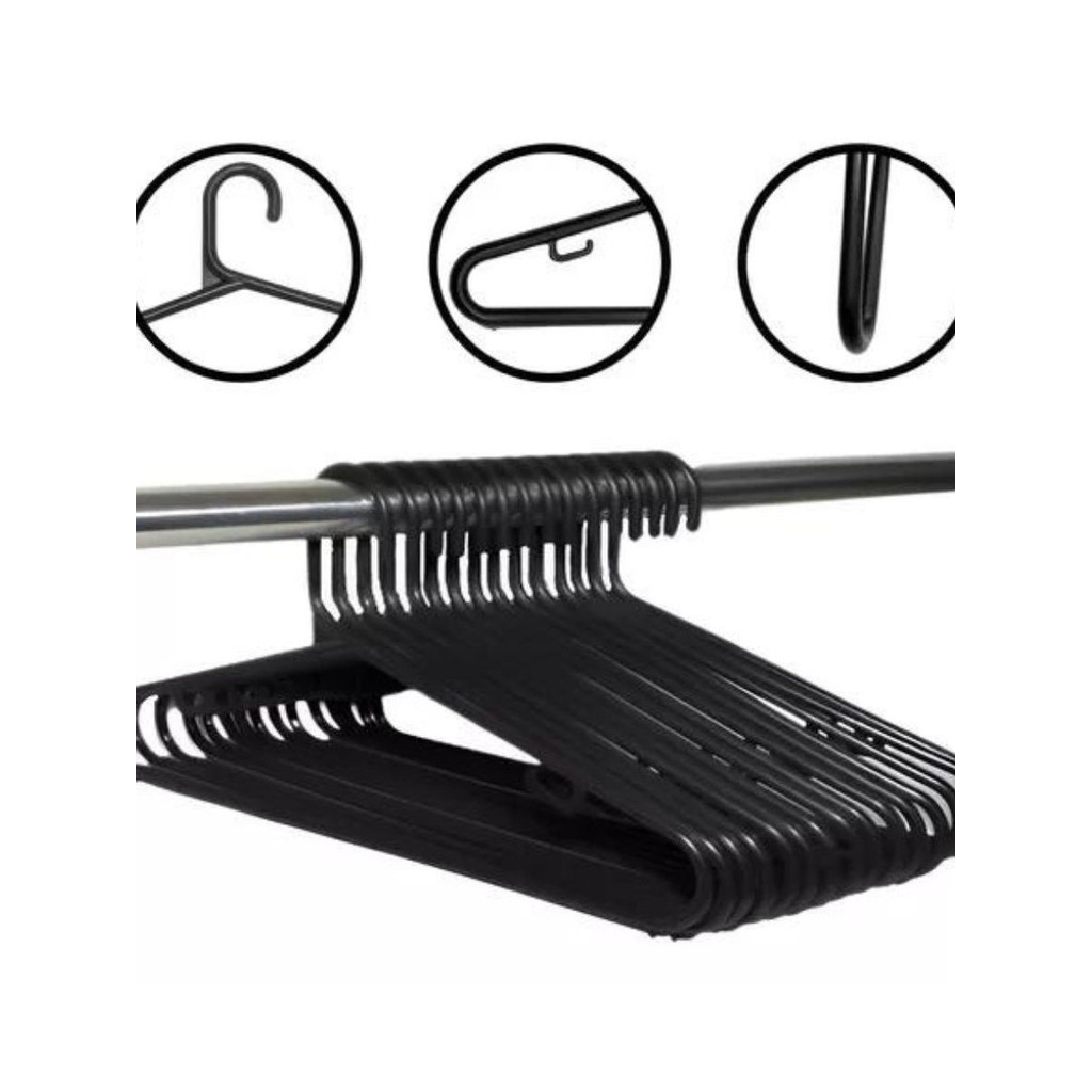 50 Cabides acrílico ou preto 8mm Adulto Reforçado organizador para Casas e Lojas