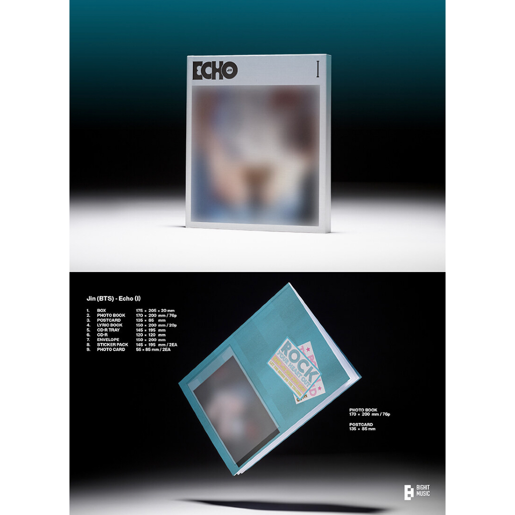 [BIGHIT MUSIC] BTS Jin – Echo (I/II/III/SET) 2o Mini-Álbum Com CD , De Fotos , Livro De Letras , Cartão Fotográfico E Ad