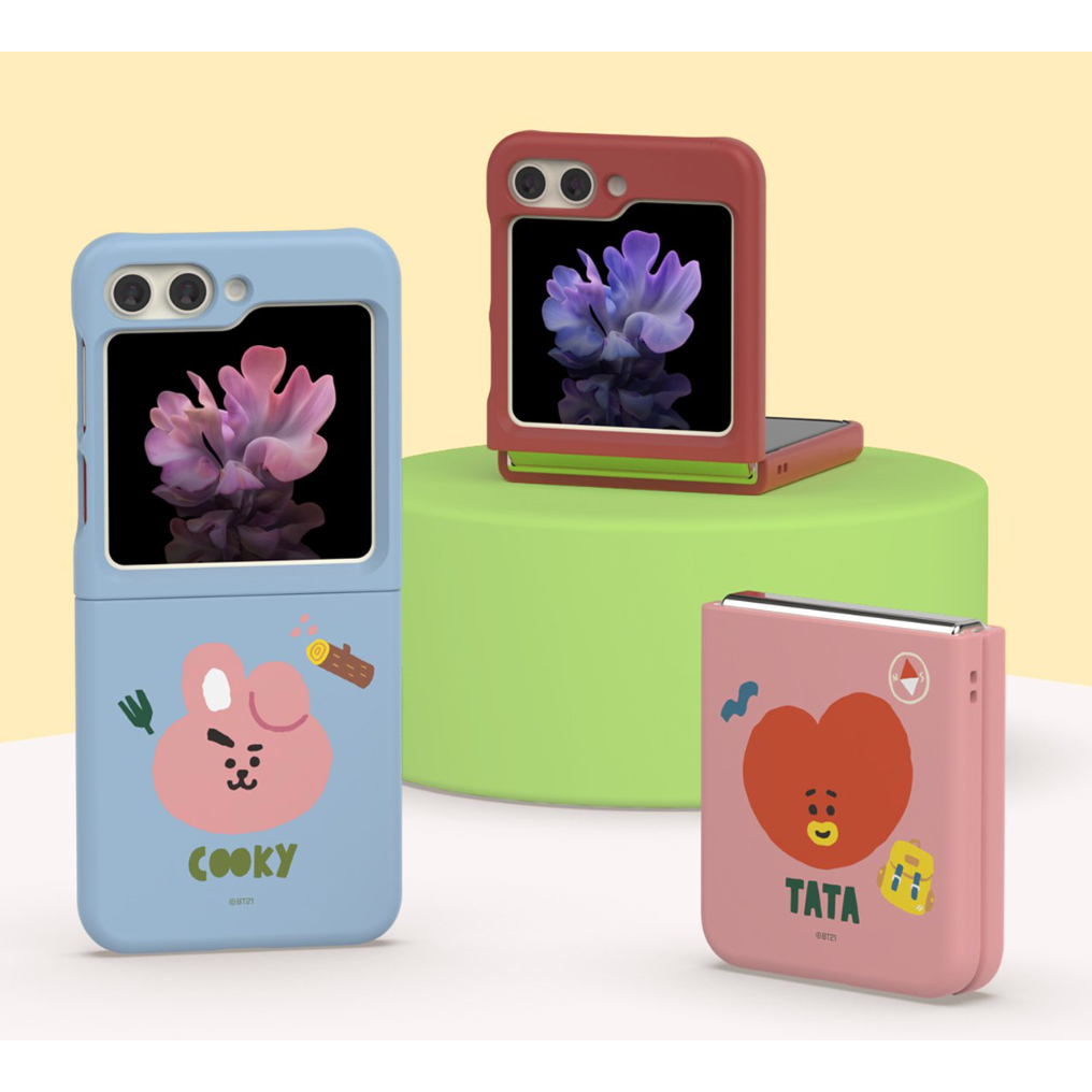 Bt21 Line Friends-Caixa Dura Temática Verde Planeta Para Galáxia z flip 5 flip5 Capa bts chimmy cooky rj mang