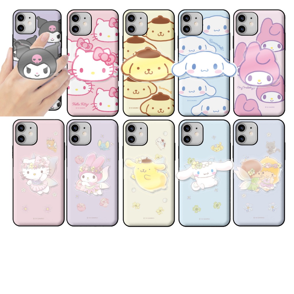 Sanrio { iPhone17/16/15/14 | Galaxy S26/S25/S24] Capa De Telefone Pára-Choque Acrílico Smart Tok + Porta De Cartão