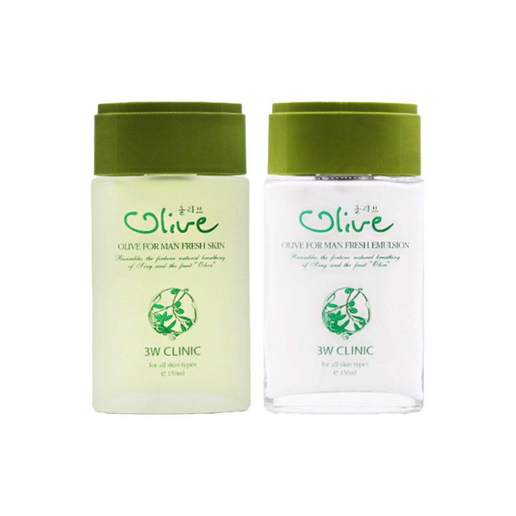 3w clinic olive for man skin care line (skin 150ml, emulsion 150ml)