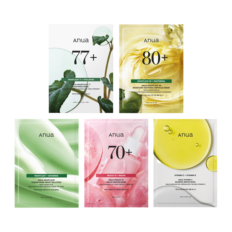 Anua Sheet Mask 5types (Soothing / Ampoule / Cream / Peach / Vitamin C) - Beauty