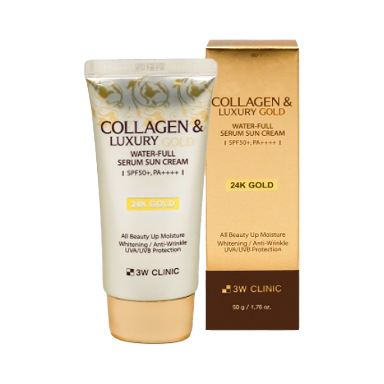 3W Clinic Collagen & Luxury Gold Water-Full Serum Sun Cream 50g em Oferta na Shopee