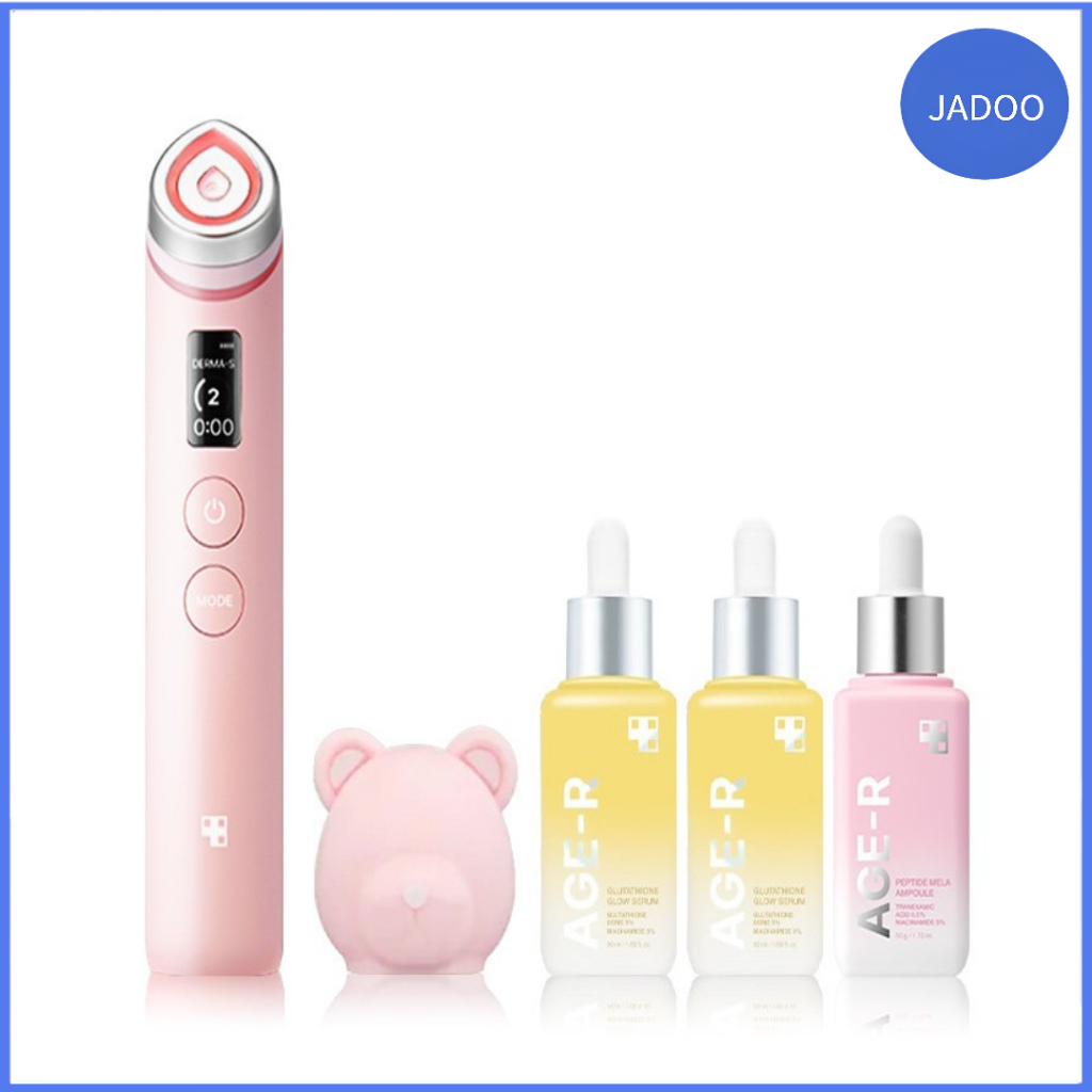 MediCube AGE-R Booster Pro Rosa + Cabeça De Ursinho De Pelúcia + Ampola De Glutationa (2 Peptide Mela (1) Conjunto