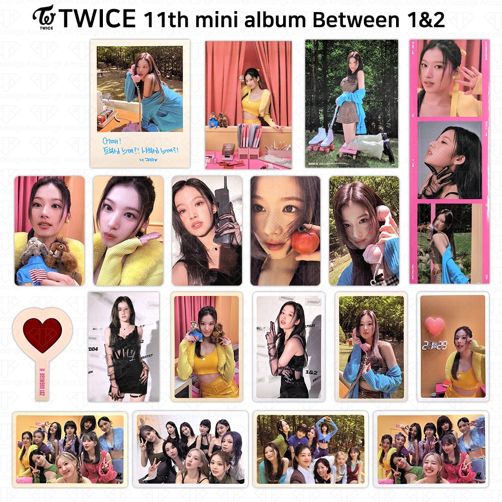TWICE 11o Mini Álbum Entre 1 & 2 Sana Photocard Cartão Postal Polaroid POB Sticker