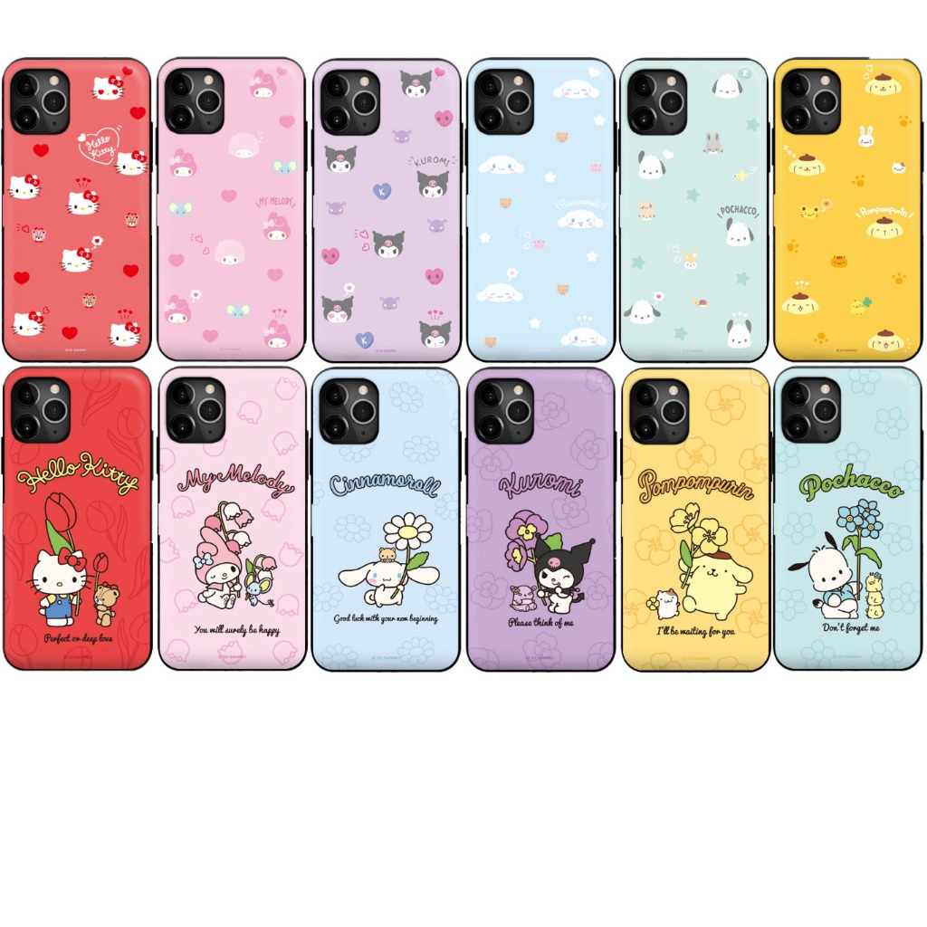Sanrio { IPhone17/16/15/14 | GALAXY S26/S25/S24 } Ilustração Do Pára-Choque Da Porta Cartão Capa Telefone