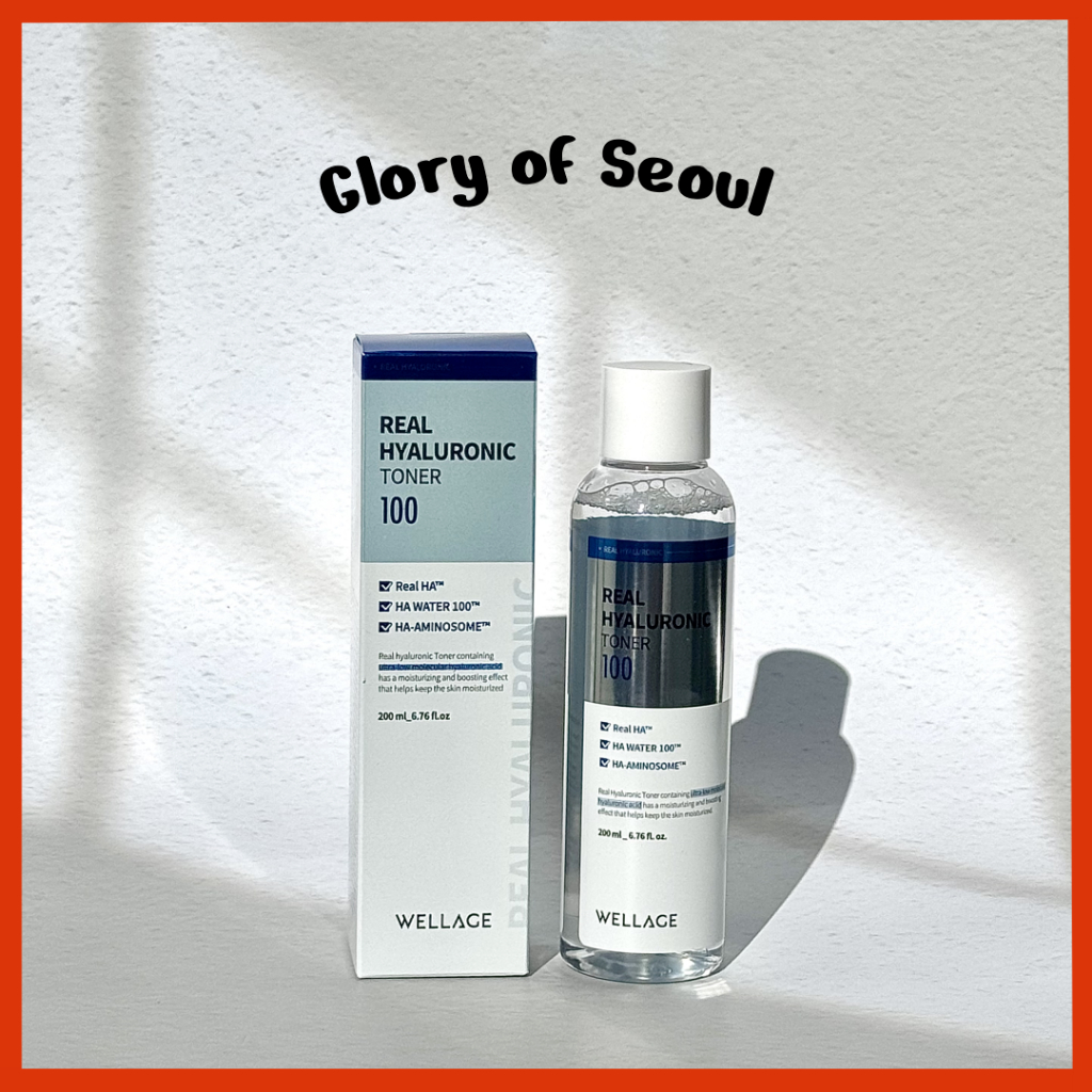 WELLAGE REAL HIALURONIC TONER 100, |93% de alta pureza de alta pureza Toner de face de ácido hialurônico de baixa molecular, 200ml