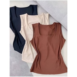 Regata Feminina Blusinha Decote Suplex Básica Lisa Moda Elagante Blogueira Tendência Forro...