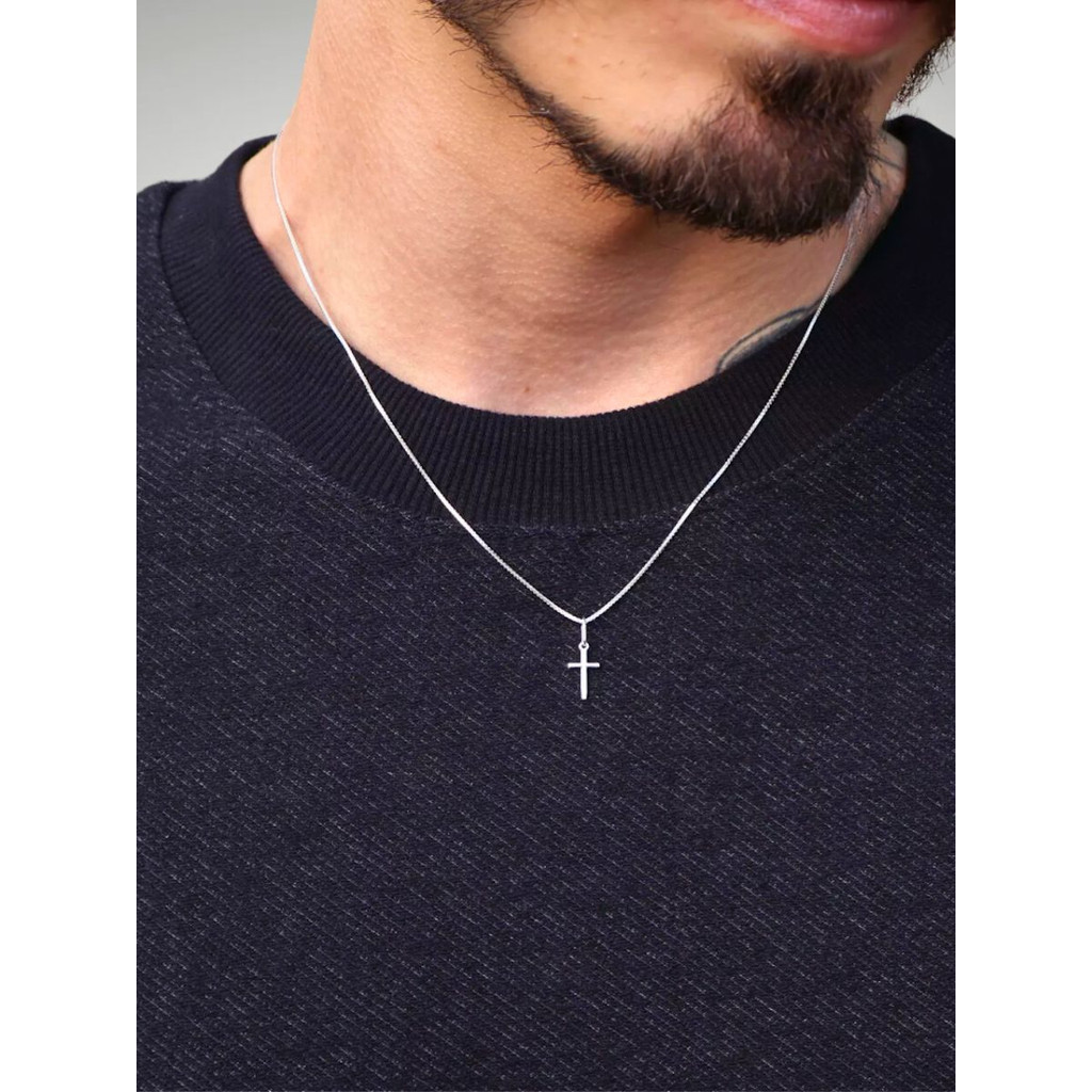 Colar Masculino Crucifixo Cruz Corrente de Prata 925 Veneziana 50cm e 60cm em Oferta na Shopee