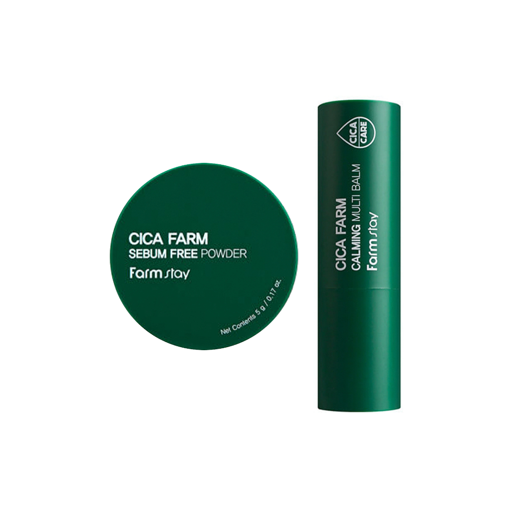 farmstay cica farm calming multi balm 10g, sebum free powder 5g em Oferta na Shopee