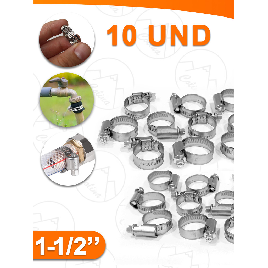 Kit 10 Abraçadeira Ferro E Aço Inox Vedação Para Mangueira 1-1/2'' 4,1x4,7x0,7CM