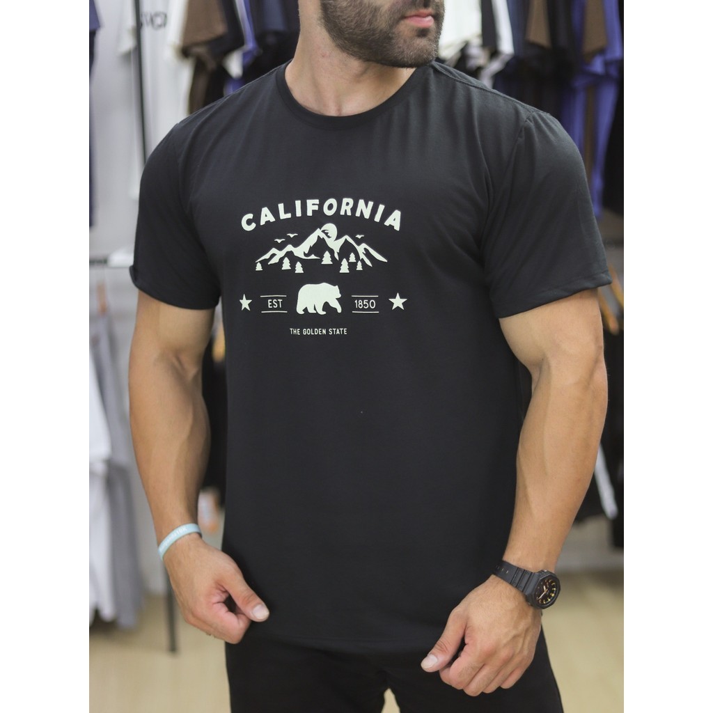 Camiseta Masculina California Estampada uso casual 100% algodão premium blusa homem