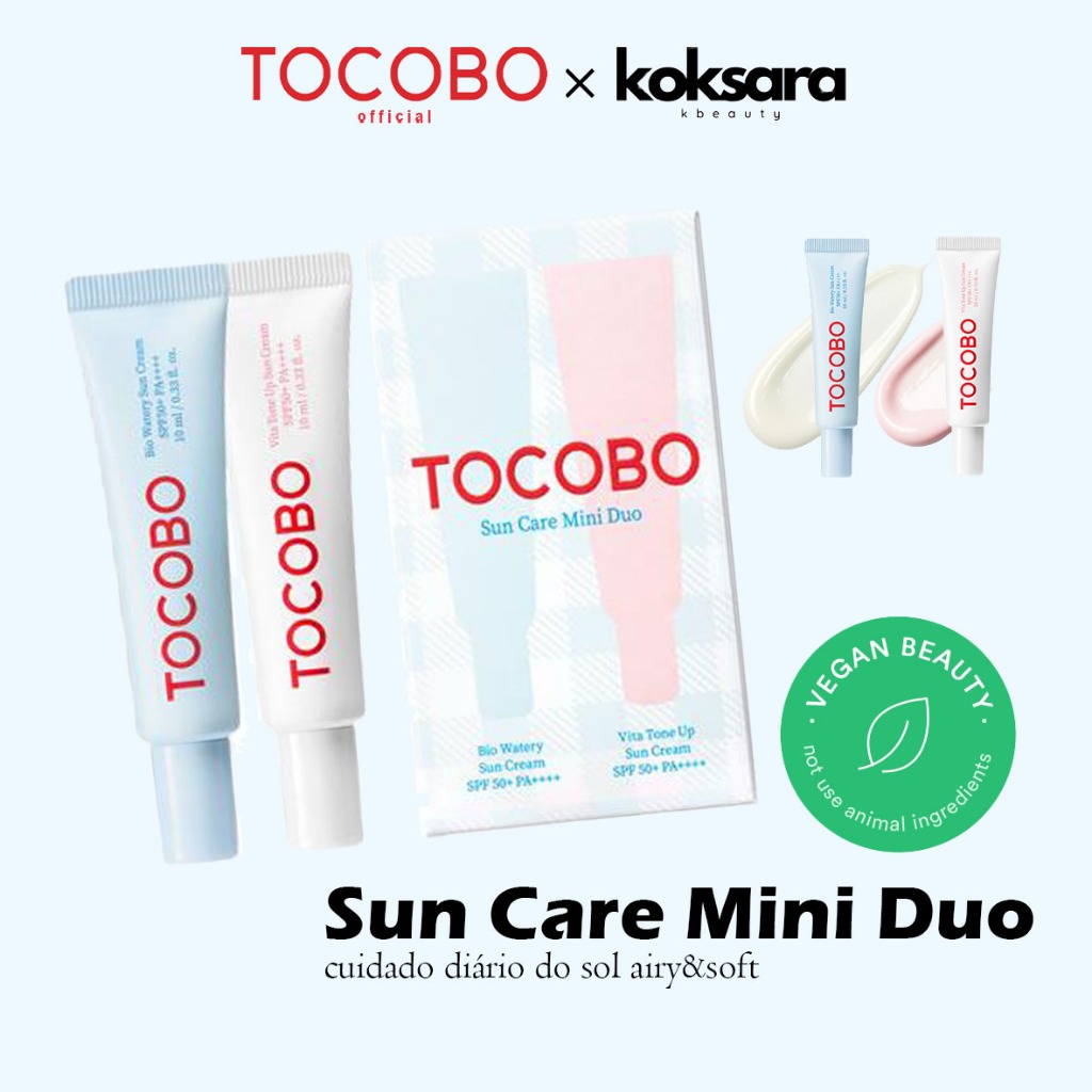 TOCOBO OFFICIAL sun Care Mini Duo (Creme Solar Biológico Aquoso/Para Cima) em Oferta na Shopee
