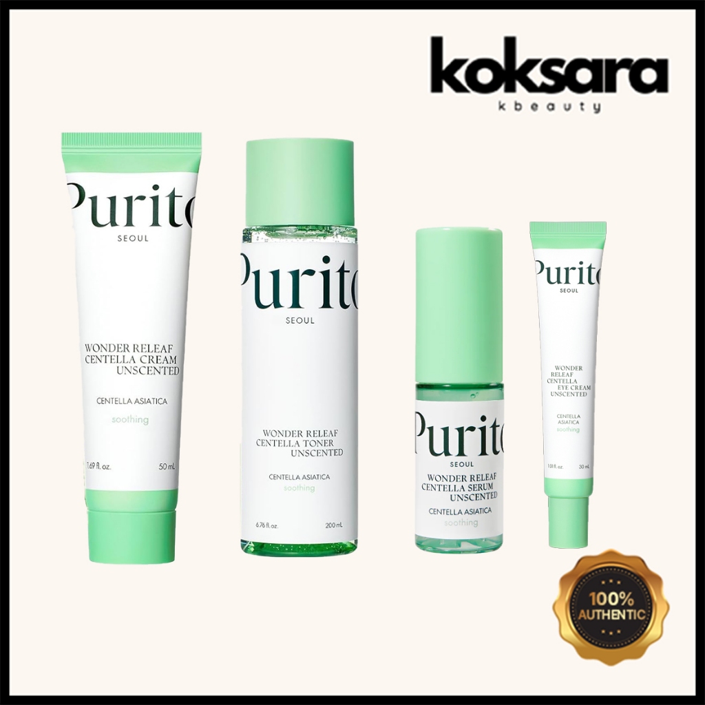 Purito Seoul Wonder Relief Centella Unscented (toner 200ml/serum 60ml/cream 50ml/eye cream 30ml) em Oferta na Shopee