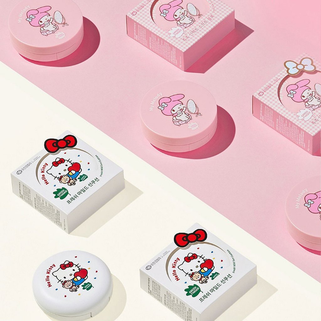 [Dedo Verde] Almofada Solar Suave Para Crianças Fps50 + PA + (Hello Kitty/My melody) _da Coreia