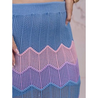 Saia Longa Tricot Rendada Ponto Crochê Colorida Moda Verão Praia Piscina Forrada Tricoliny Modas em Oferta na Shopee