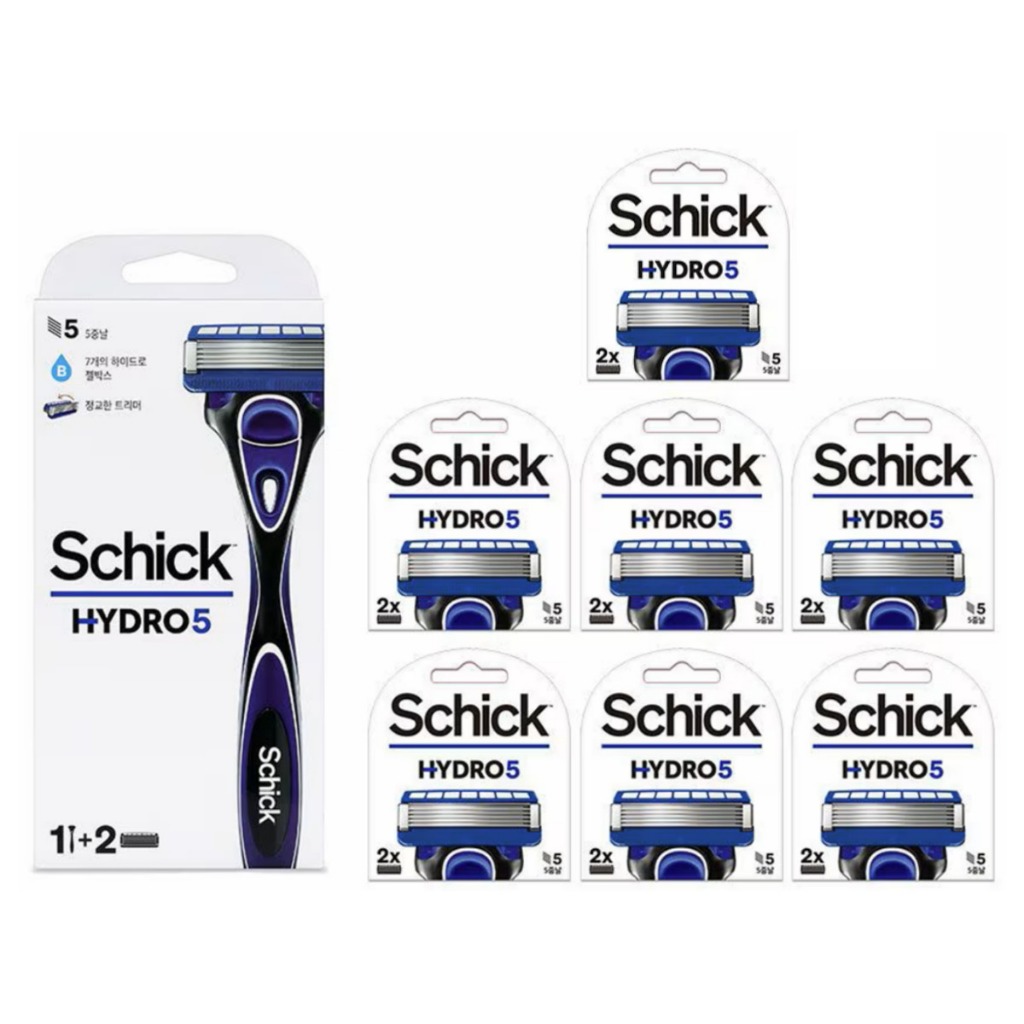 Schick Hydro 5 Barbeador De Barbear 1-Body + 16-Blade , Seguro Com Aparador Flip Para Barba De Bigode Masculino/De Seul , Coréia