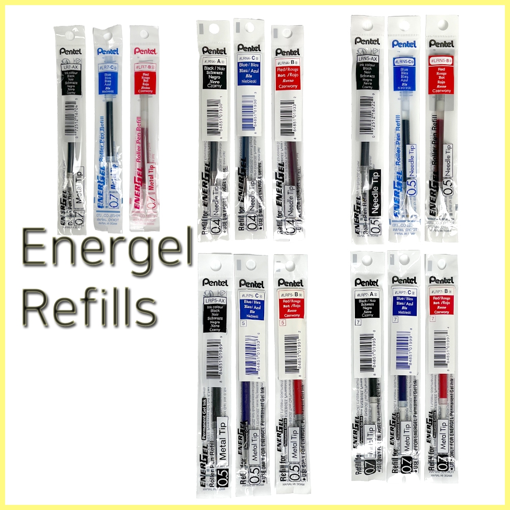 Recargas Pentel Energel [Compre Recarga E Ganhe Caneta Grátis] [Deve Ler A Descrição] 0.4 Mm/0.5 0.7 , Preto/Azul/Vermelho , Tinta Permanente/Gel , Fabricado No Japão