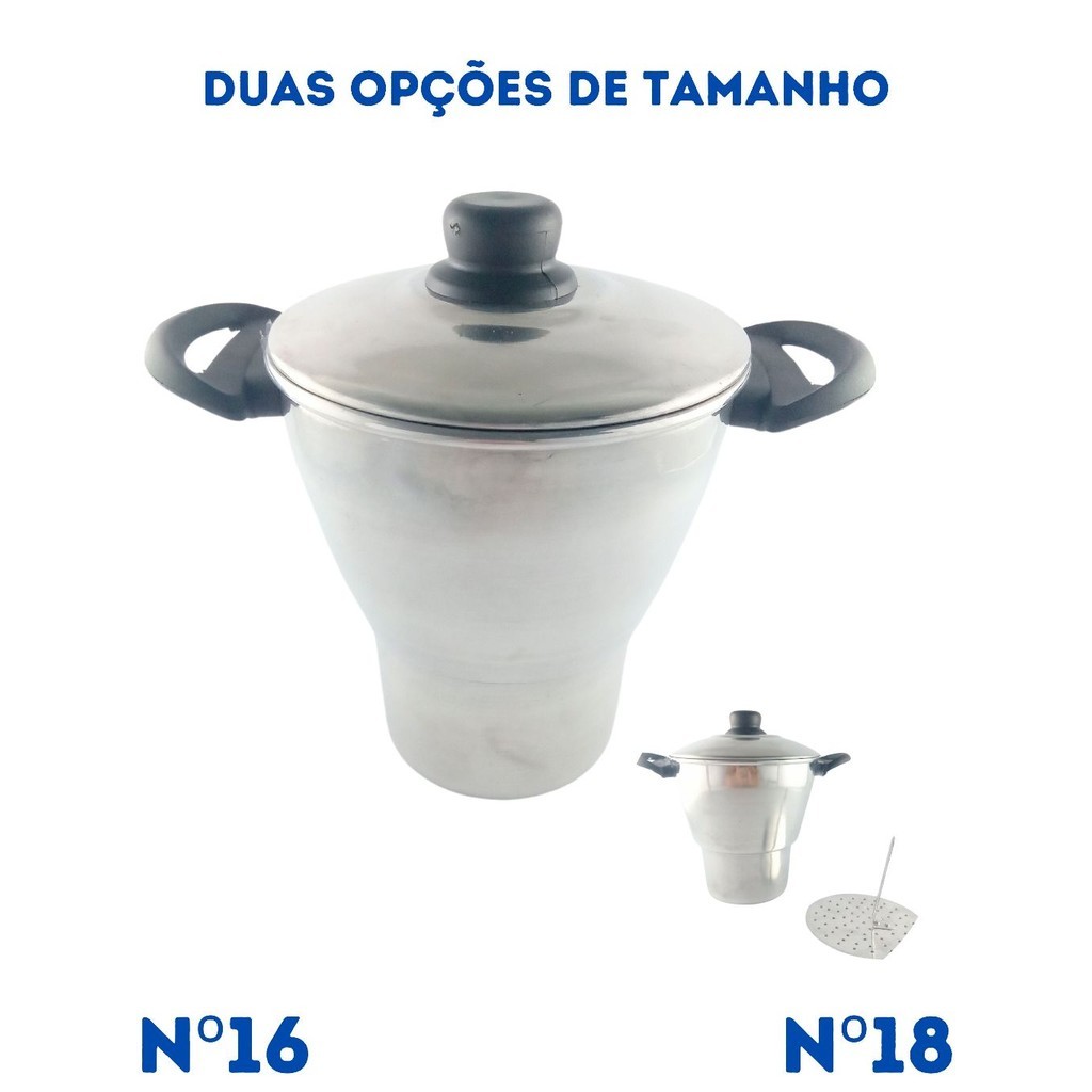 Cuscuzeira Grande Média de Alumínio 16 18 Panela Cozinha a Vapor