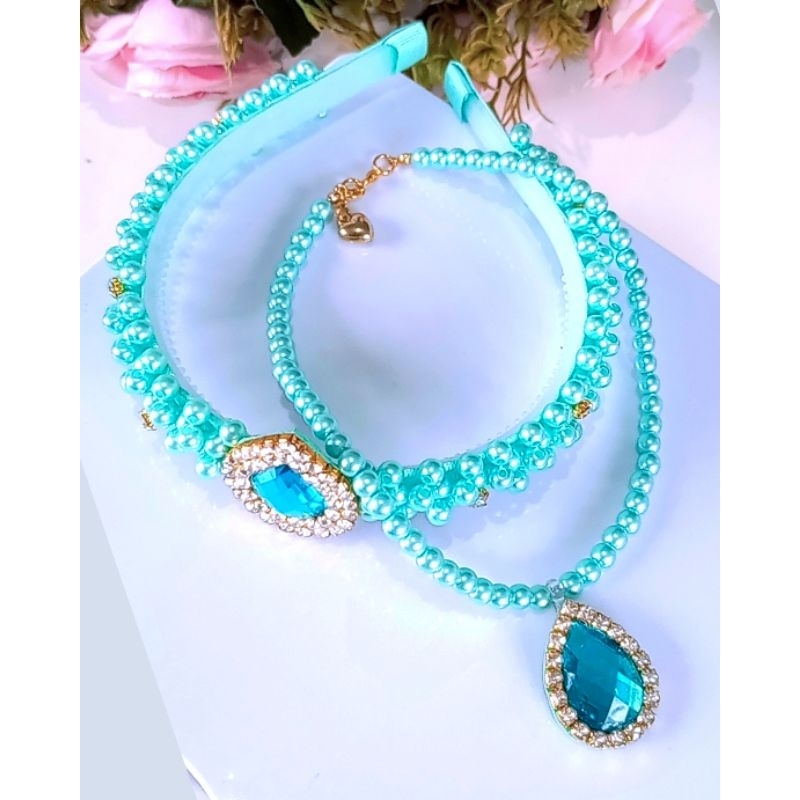 ✅ Tiara temática inspirada na princesa 👑 Jasmine+colar em Oferta na Shopee