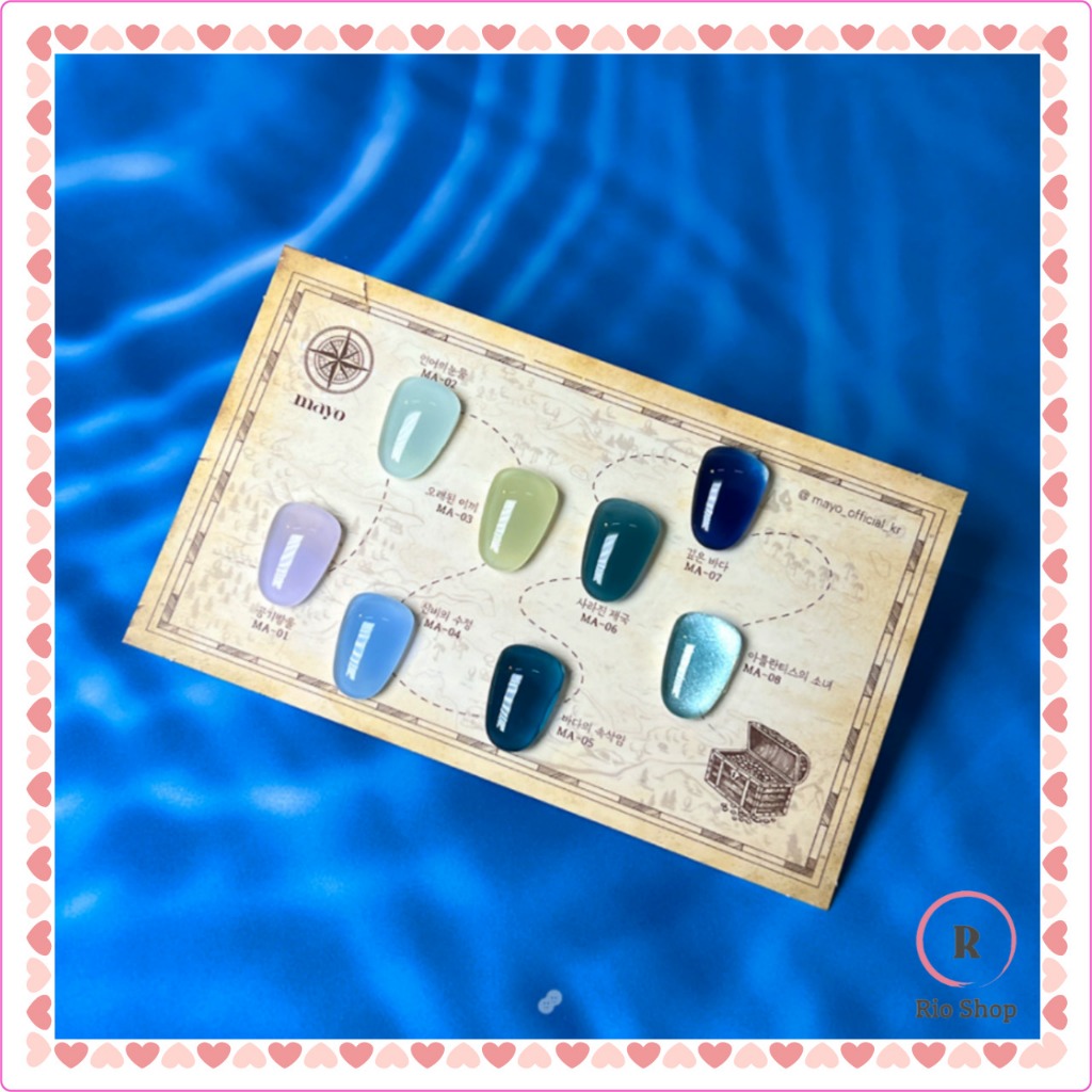 Mayo x Atlantis Conjunto De 8 Cores Para Unhas Com Xarope Azul (7 + Prego Magnético 1)