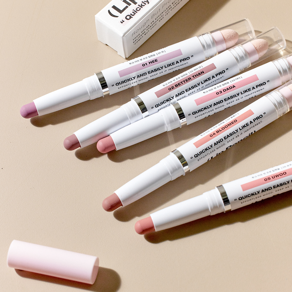 Delineador Labial 5 Cores TOOQ Rough But Pro Lip Pencil - Bastão de Cor e Ponta de Esponja 2 em 1