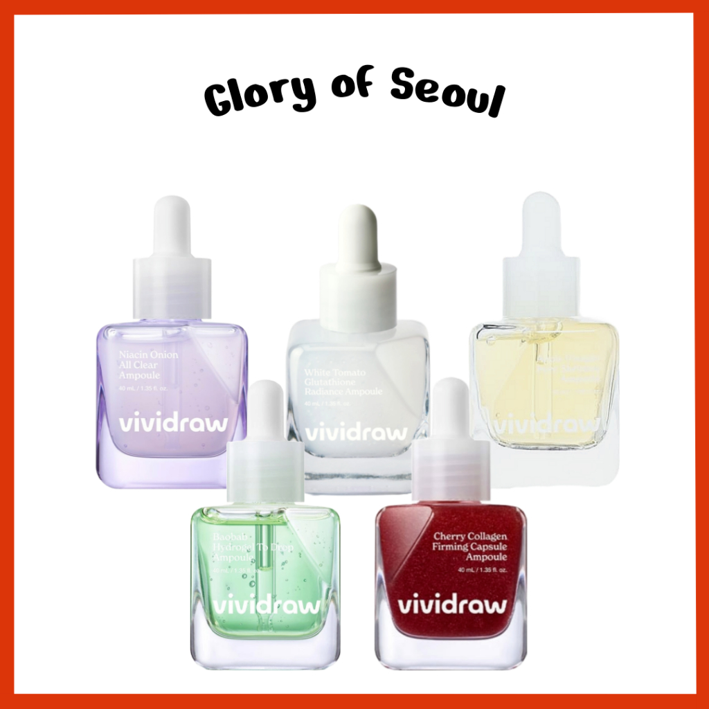 [Novo] VIVIDRAW Ampoule vegano (5 tipos), ┃ Apple Vinagre Pore encolher/cápsula de firmamento de colágeno/hidrogel Baobab Hydrogel para cair/cebola niacina toda a glutationa de tomate clara/branca, 40ml