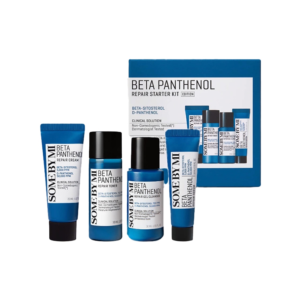 some by mi beta panthenol repair starter kit 4ea (gel cleanser 30ml, toner 30ml, serum 10ml, cream 20ml)