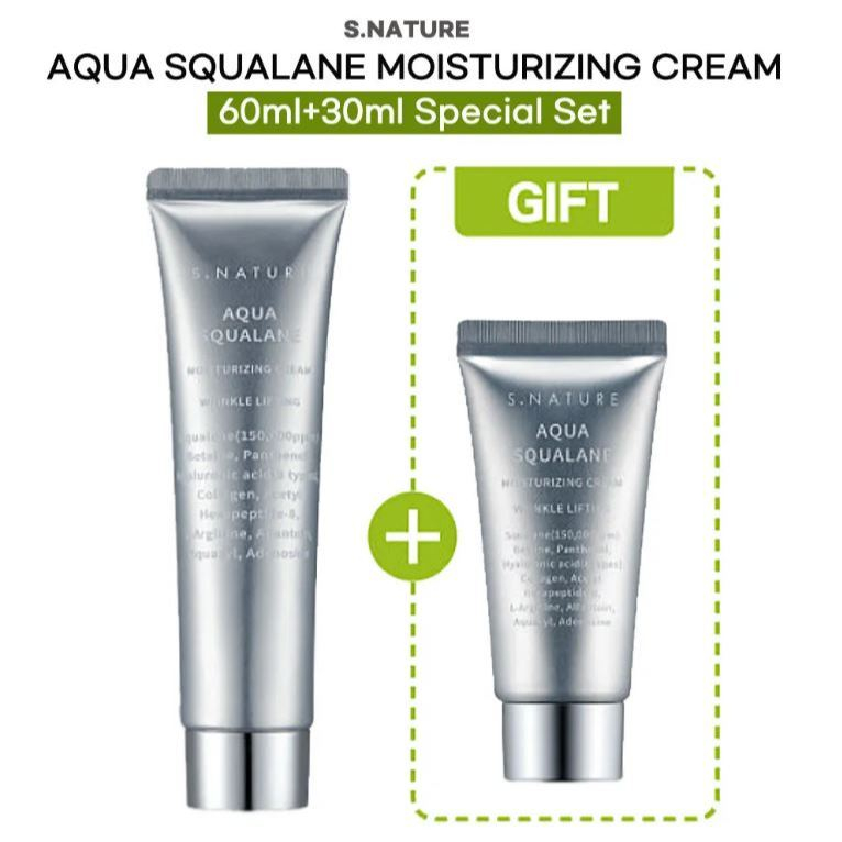 🇰🇷[S.NATURE] Aqua Squalan Moisturizing Cream Special Set 60ml + 30ml, Conjunto Especial Aqua Squalan Creme Hidratante 60ml + 30ml I Korea Olive Young Cosmetics