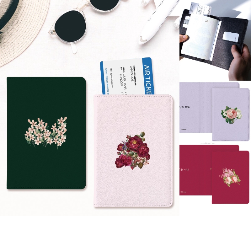 Capa De Couro Para Passaporte De Viagem Coreana RFID ANTI Skimming NTREE FLOWER4