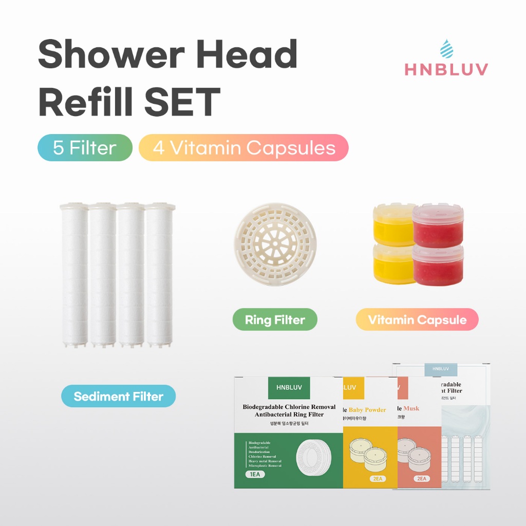 [Conjunto De Recarga] Cabeça De Chuveiro Com Filtro Multivitamínica De 3 Etapas/Completo De Cartucho/Água Filtragem Está