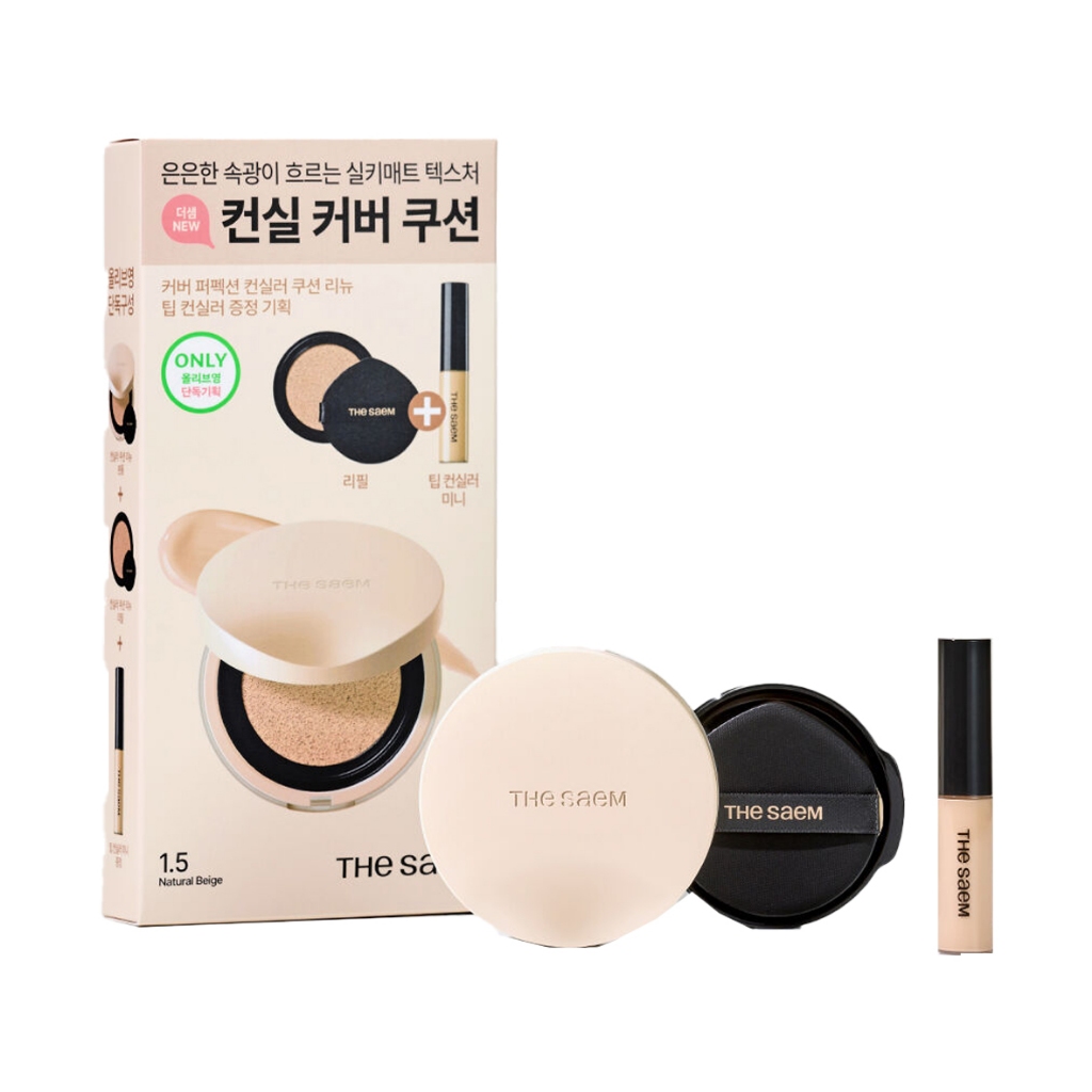 the saem cover perfection concealer cushion renew 3colors (main product 12g + refill 12g + tip concealer)