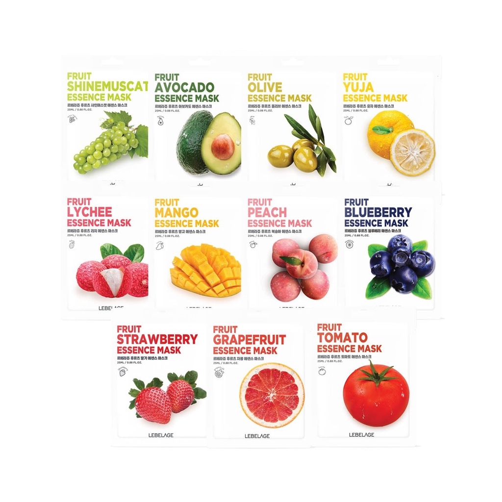 lebelage fruit essence mask 25ml 12types em Oferta na Shopee