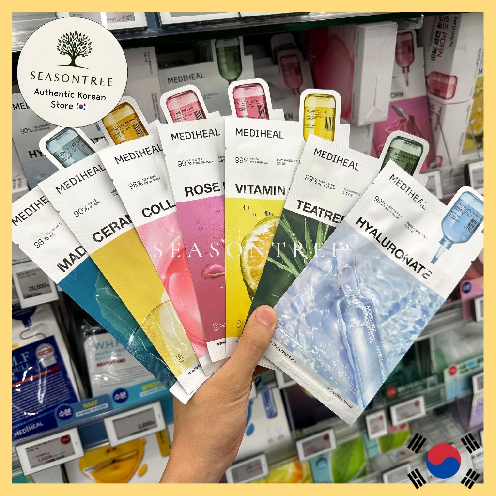 [Mediheal] Folha De Máscara Facial Essencial Mais Vendida-Calmante/Hidratante/Reafirmante/Iluminador/1 Cada
