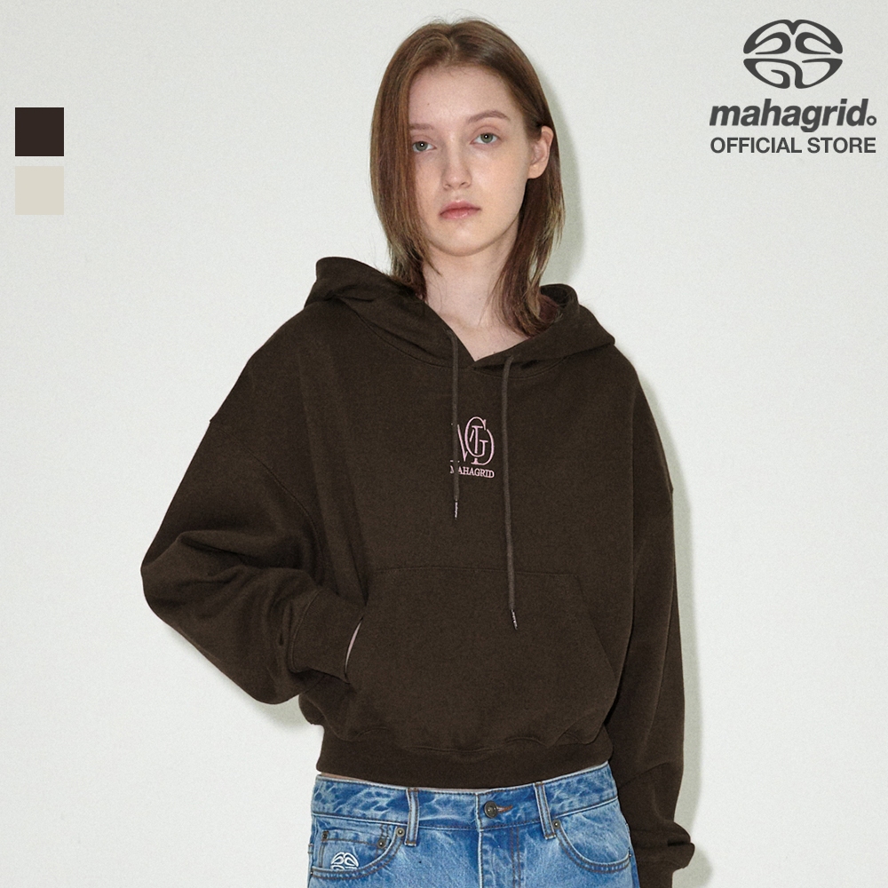 [Mulher MAHAGRID] Mgd Serif Logo Crop Hoodie_estilo Coreano