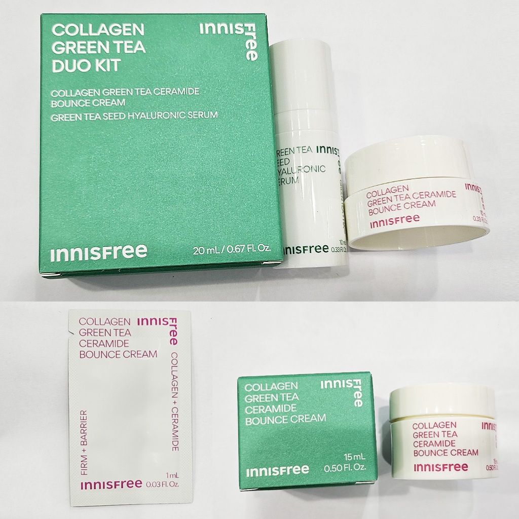 [innisfree] Colágeno Chá Verde Ceramida Elasticidade Barreira Creme 1mlX60/120 Folhas/15mlX2EA/5EA Duo Kit 10ml + 10ml