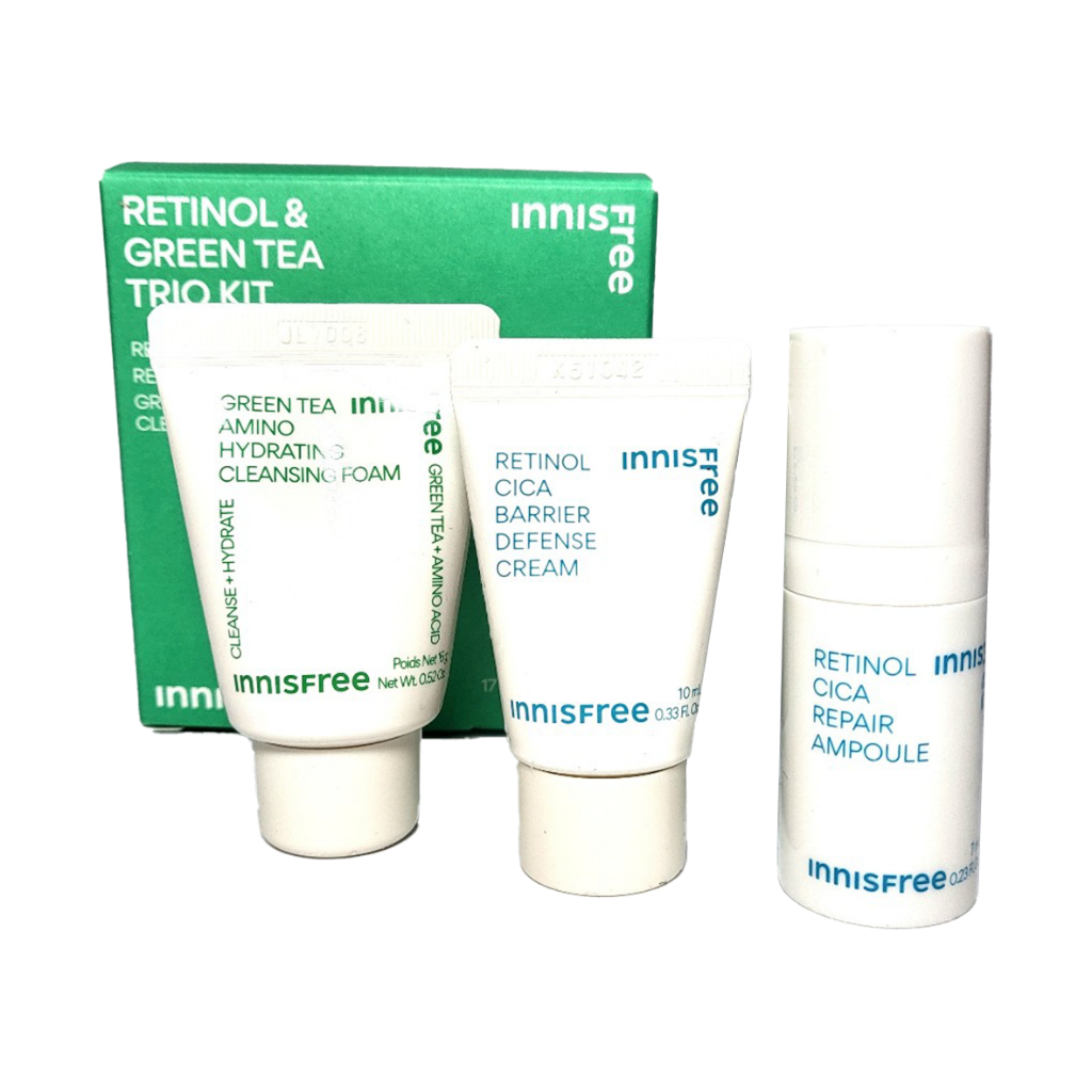 innisfree retinol & green tea trio kit em Oferta na Shopee
