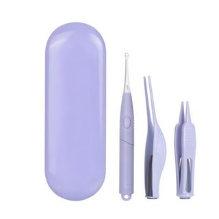 VITAHALO LED Limpador De Ouvido Roxo Conjunto 3 Em 1 + Com Estojo De Armazenamento + Pinça Incluída/Ferramenta Segura De Remoção De Cera Para Adultos E Crianças