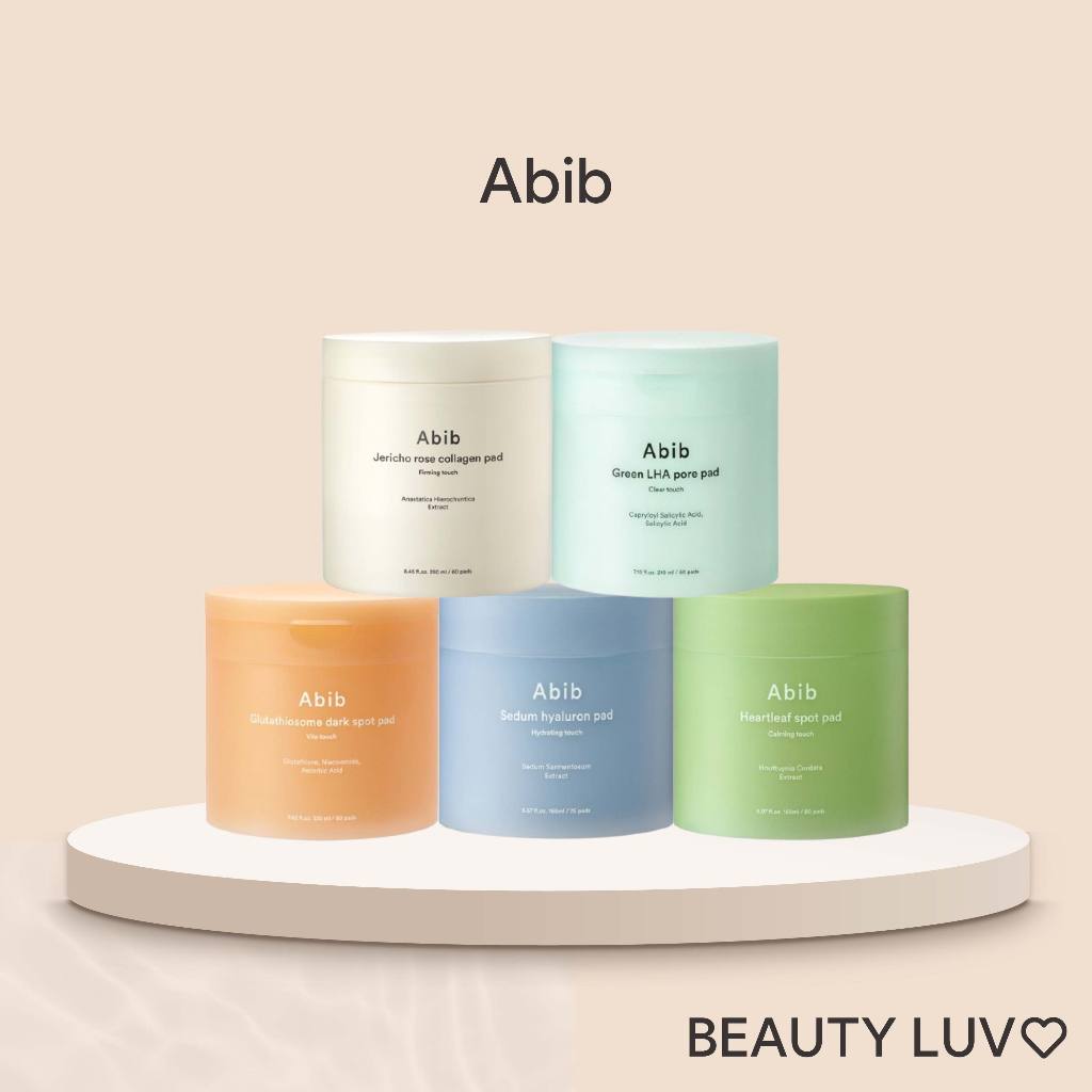 [Abib] Coleção Pad Skincare (Almofada Glutationa 90p , De Poros LHA Verde 60p Heartleaf Spot 80p Colágeno Jericho Hialuron Sedum 75p)