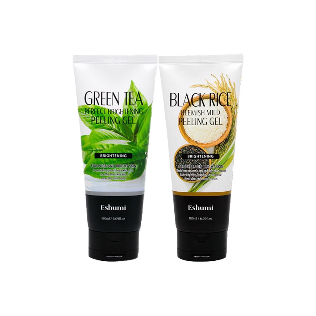 eshumi peeling gel 180ml 2types (green tea, black rice) em Oferta na Shopee