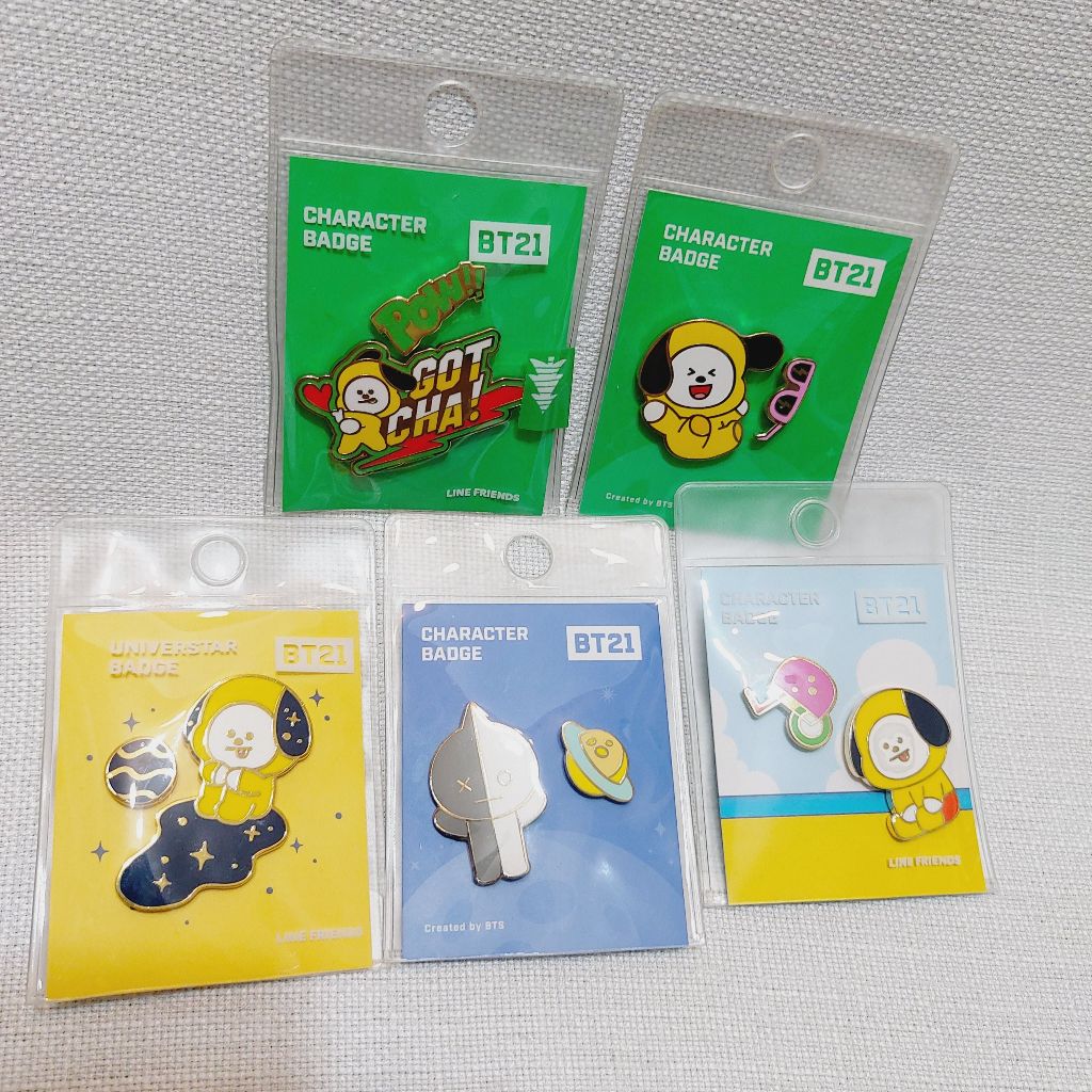 Conjunto De Pinos De Botão Autêntico BT21 CHIMMY | Gotcha , Óculos De Sol , Universe Star , Duo , Bon Voyage