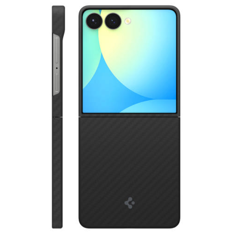 Spigen-Capa De Aramida Air Skin Para galaxy z flip 5 6 7 fe/flip5 zflip6 Carbono Preto